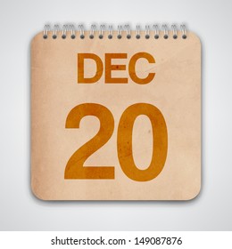 20 December on Old Notebook Vector 