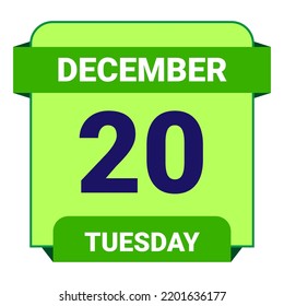 20 December, Tuesday. Date template. Useful design for calendar or event promotion. Vector illustration EPS 10 File.