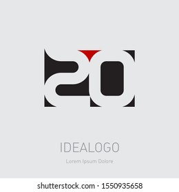 20 - design element or icon with numbers 2 and 0. Logotype.