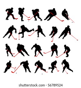 20 Detail Ice Hockey Poses In Silhouette