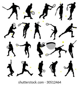 20 Detail Tennis Poses In Silhouette