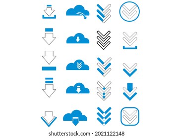 20 different data download icon set. Download files icons vector set for web site or application. Various simple download icon isolated from the background.