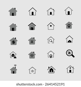 20 different style home icon bundle set