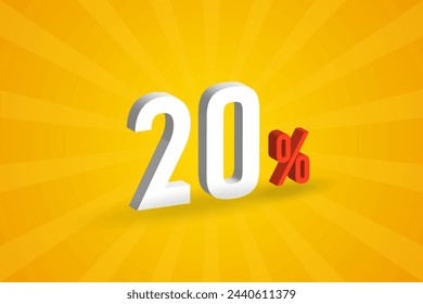 20% Rabatt 3D Text für Verkauf und Promotion.