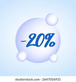 A 20% discount badge. Simple minimalist design. Vector illustration