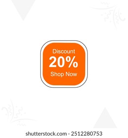 Banner de desconto de 20%. Sinal de oferta de venda. Modelo de vetor de marcas de venda. Símbolo de oferta especial. Promoção de desconto. Ilustração de design de vetor Comprar agora para impressão e web