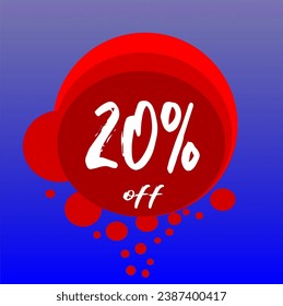 20% discount bubbles icon, percentage red blue and white
