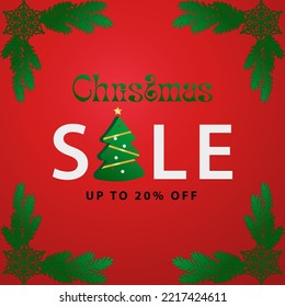 20% discount for Christmas. Merry Christmas sales promotion poster banner. marketing web banner. modern banner sale.