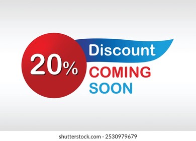 20% Discount coming soon with red blue color Vector