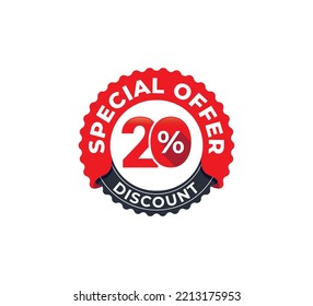 20% Discount Coupon. Sale tags set vector badges template. Sale offer price sign. Special offer symbol. Discount promotion. Discount badge Stamp shape. Vector illustration design