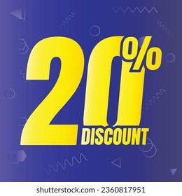 icono de signo de descuento del 20%, vector de descuento de oferta especial del 20%, diseño de oferta de reducción de precio de venta del 20%, descuento de venta del viernes porcentaje de diseño de icono