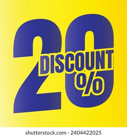 20% discount deal sign icon, 20 percent special offer discount vector, 20 percent sale price reduction offer design, Friday shopping sale discount percentage icon design