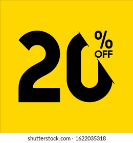 20% Discount Label Number Vector Template