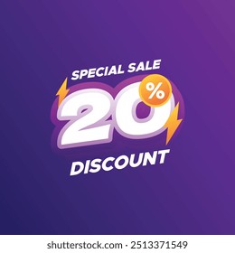 20% discount off Special Sale Vector Template Design Illustration