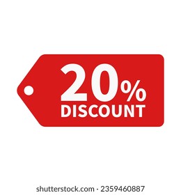 20 Discount In Red Hanging Tag Shape For Sale Promotion Business
