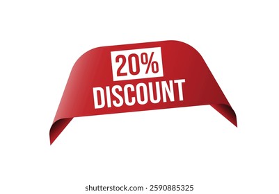20% discount red ribbon label banner.