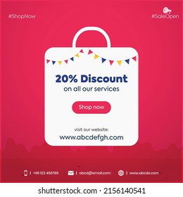 20% Discount Sale Popup Announcement Design For Social Media And Website. Discount Popup UX Design. Creative Twenty Percent Discount Post For Social Media