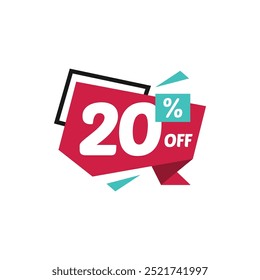 20% Descuento Venta Etiqueta Etiqueta Vector Plantilla Diseño Ilustración