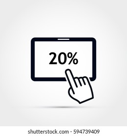 20% discount shown on a tablet screen -vector illustration
