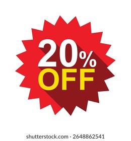 20% discount sticker. 20 percent off. discount price label. 20 percent discount sale design. offer price tag. special offer sale red label. discount sticker, sale. product promo