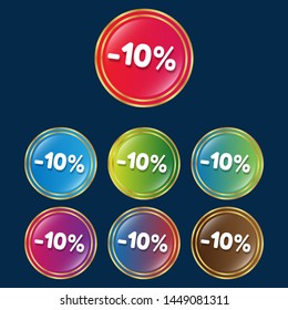 -20% discount sticker.glossy labels or tags. circle sticker with gradient color.trendy color. modern design.set 