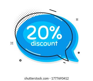20% Discount. Thought chat bubble. Sale offer price sign. Special offer symbol. Speech bubble with lines. Discount promotion text. Vector