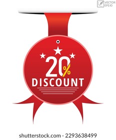 20% Discount Vector banner ribbon design