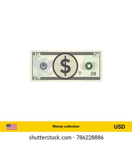 20 Dollar banknote illustration.