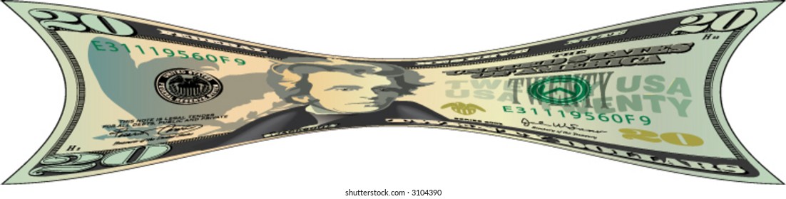 20 dollar bill stretched