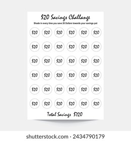 20 dollar saving challenge,Savings Challenge Printable,Savings Challenge,Savings Box,20 Dollar Savings,Savings Tracker,Money Goal Tracker