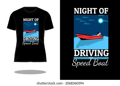 20. driving speed boat flat t shirt design