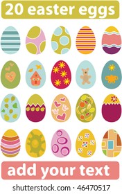 20 easter eggs card. vector