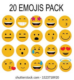 20 Emojis Pack Icons Pixel Perfect Set