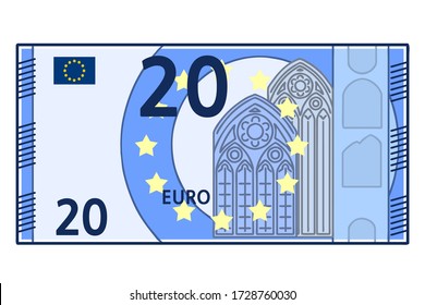 20 Euro banknote. Colored vector illustration.