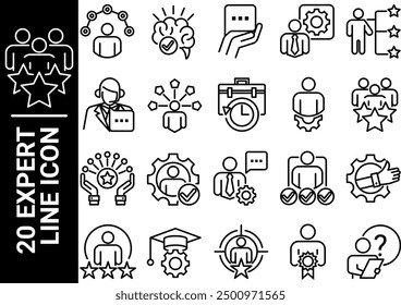 20 expert line icon, black and white