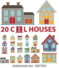 20 family cute houses. vector
