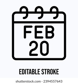 20. Februar Kalender, Vektorkalender-Symbol.