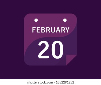 20 February, February 20 icon Single Day Calendar Vector illustration