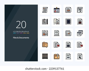 20 Files And Documents line Filled icon for presentation