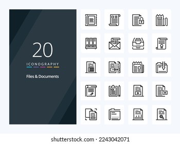 20 Files And Documents Outline icon for presentation