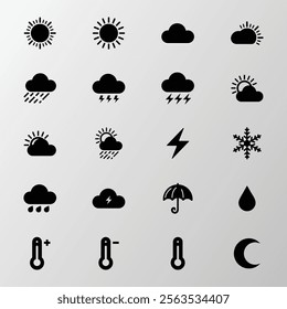 20 Filled Weather Icon set vector illustration