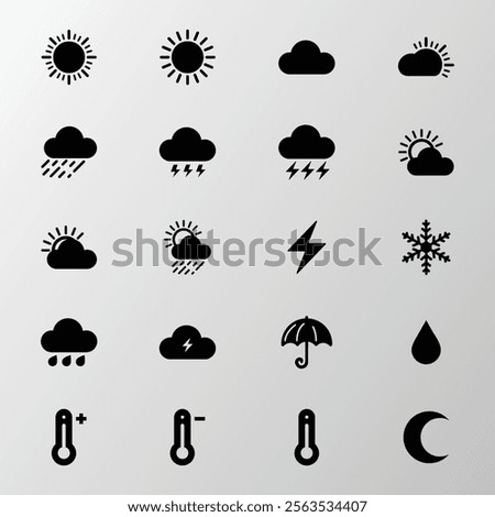 20 Filled Weather Icon set vector illustration