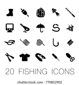 20 fishing icons vector eps10