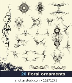 20 floral ornaments,vector
