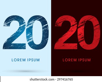 20 ,Font Cool and Hot, Ice and Fire, grunge destroy, graphic vector.