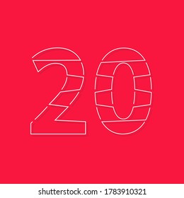 20 tipos de letra, número de trazo lineal. Diseño moderno y creativo. Para logotipo, etiqueta de marca, elementos de diseño, identidad corporativa, aplicación y más. Ilustración vectorial aislada
