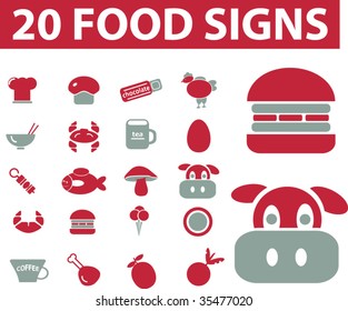 20 food signs. vector