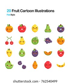 20 Fruit Cartoon Vector Illustrations