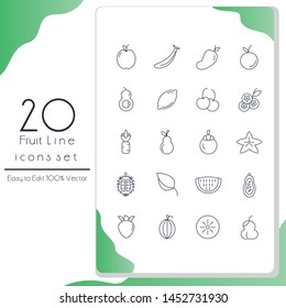 20 Fruit  Line Icons Set