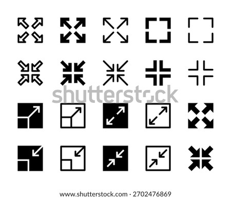 20 Fullscreen and Exit Icons Line and Solid style for Display View
